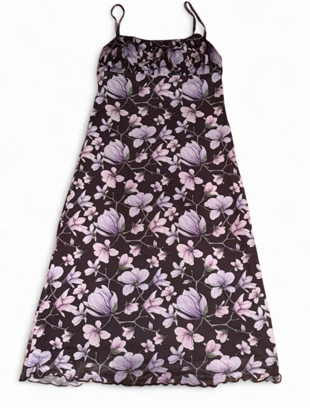 Princess Polly Women’s Black & Purple Floral Print Sleeveless Midi Dress Size 4 - Picture 2 of 7